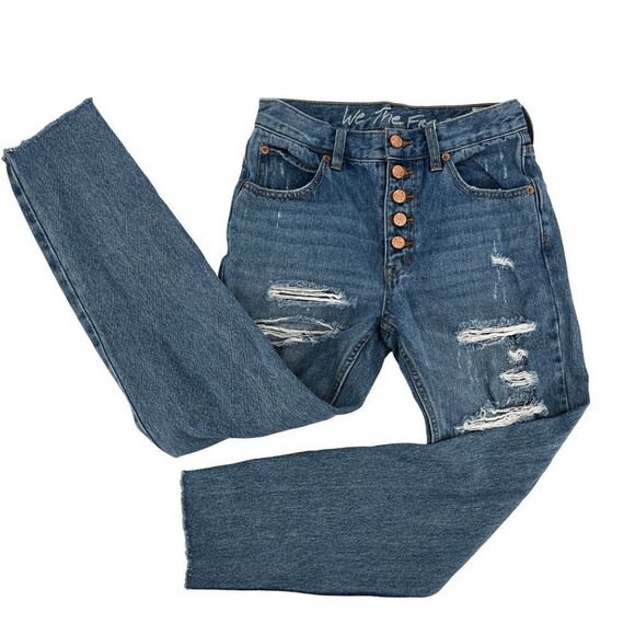 Free People 5 Button Fly Destroyed Jeans Skinny Cropped Size 24 Grunge Beach - Picture 2 of 10